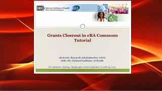 Grants Closeout in eRA Commons