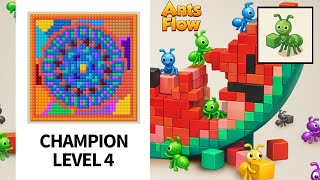 Champion Level 4 Ants Flow Color Pixel Puzzle Gameplay Walkthrough