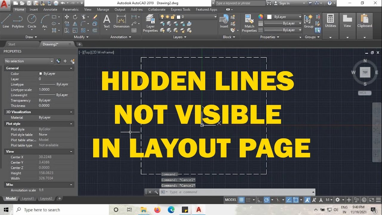 HOW TO MAKE HIDDEN LINES VISIBLE IN AUTOCAD LAYOUT PAGE AUTOCAD TUTORIAL