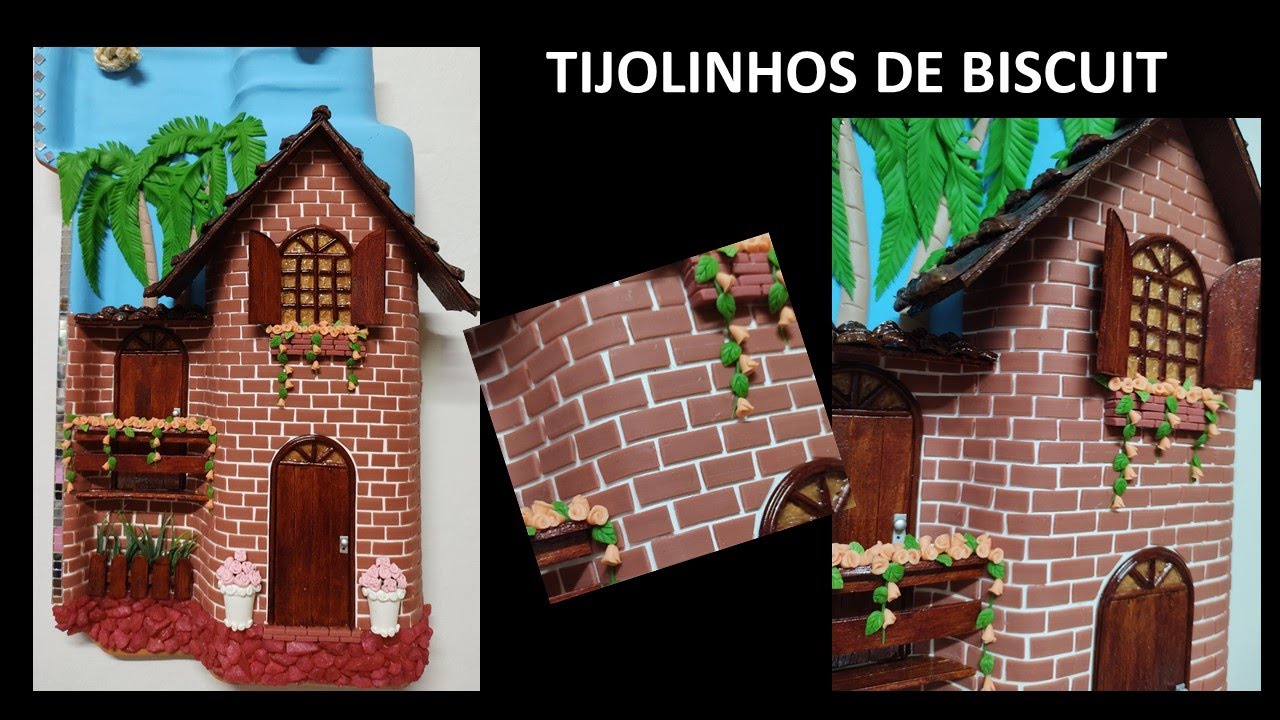 Telhas decoradas - como fazer tijolinhos de biscuit