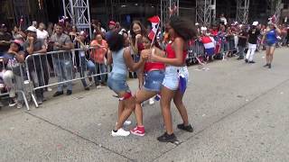 DOMINICAN DAY PARADE NEW YORK 2018 NYC - DOMINICAN GIRLS DANCE AT 96.3 FM RADIO SOUNDSYSTEM TRUCK