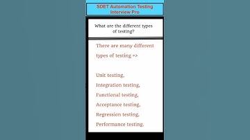 SOFTWARE TESTING : What are the different types of Testing ? SDET Automation Testing Interview