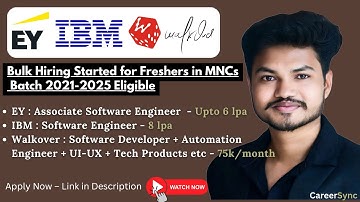 EY, IBM & Walkover Hiring Freshers | Batch 2021, 2022, 2023, 2024, 2025 Eligible #freshersjobs