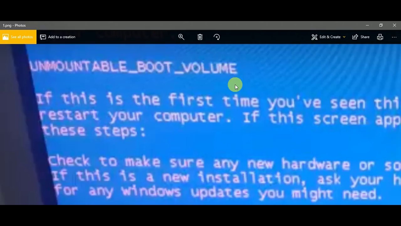 reparar error message unmountable boot volume windows 7