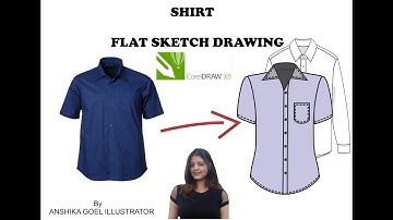 Shirt Flat Sketch Drawing On Corel Draw  ll  Digital drawing