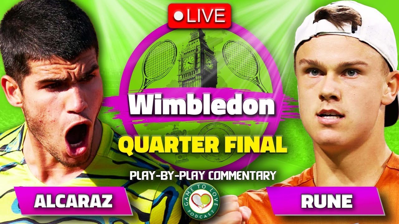 ALCARAZ vs RUNE Wimbledon 2023 Quarter Final LIVE Tennis Play-by-Play Stream