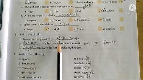 CLASS IV EVS Ch 7 Different types of Houses : Book exercises