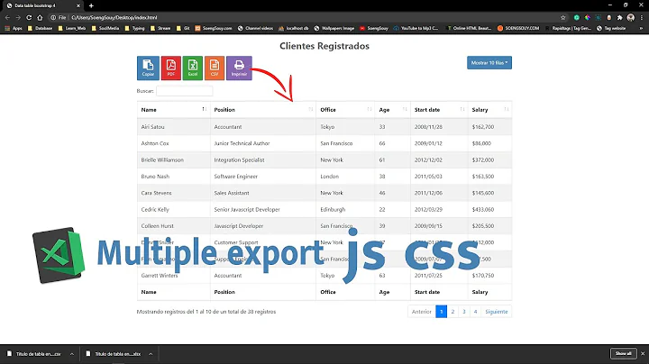 Data table bootstrap 4 multiple export