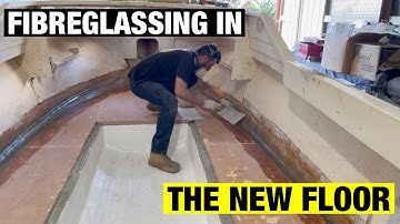 FIBREGLASSING in the NEW FLOOR | FLOW COATING | Pacemaker 20ft | Full BOAT RESTORATION V2 - Part 16