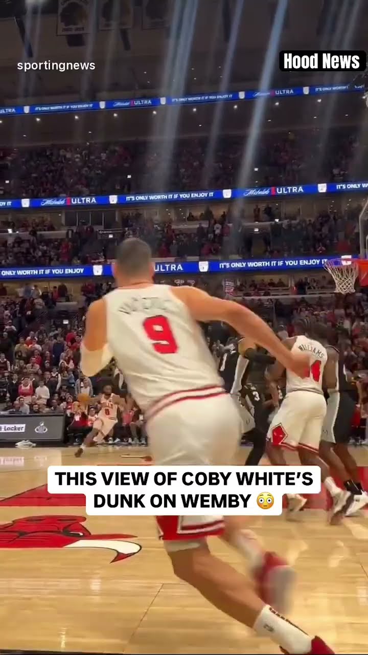 He dunked on Wemby #hoodnews #cobywhite #chicagobulls #dunk #NBA #shortvideo #omg #how #wow #sports