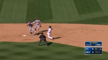 KC@SEA: Merrifield, Escobar turn 4-6-3 double play