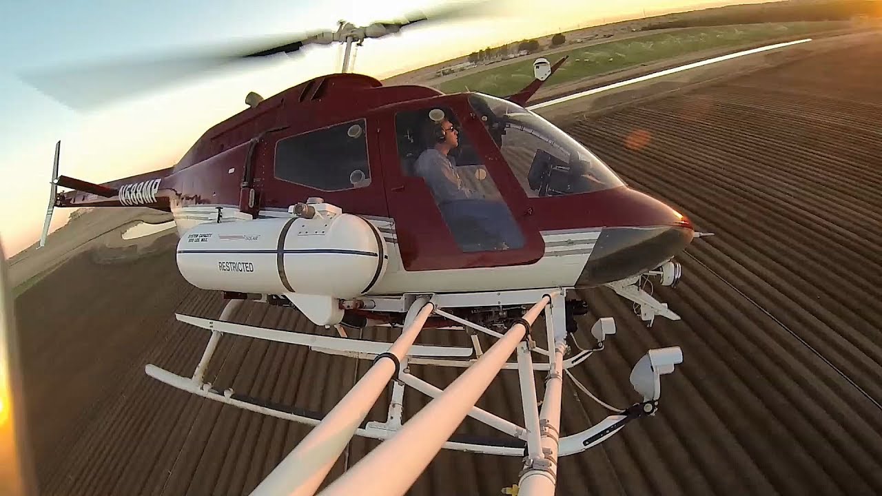 Epic Crop Dusting in a Helicopter at Night