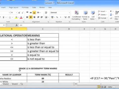 07 Using Relational Operators in Simple IF Functions