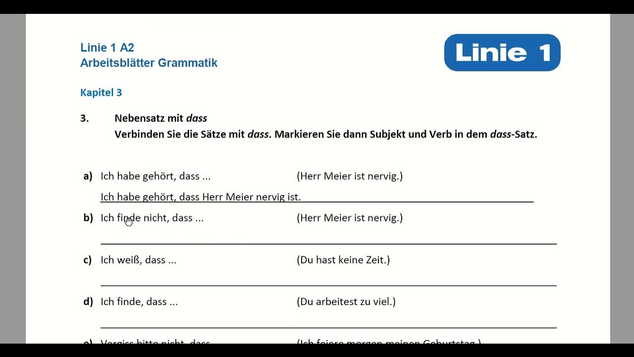 Linie 1 A2 Arbeitsblätter Grammatik Pdf www.youtube.com