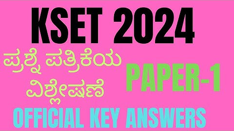 KSET 2024 | Paper -1 |Question Paper Analysis
