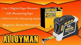 Alloyman 2-in-1 16 ft Digital Tape Measure Historical Memory 4 Measuring Modes