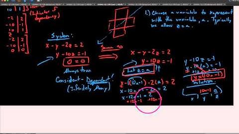 Alg3 , 9.2.2 , Solving consistent-dependent systems using matrices