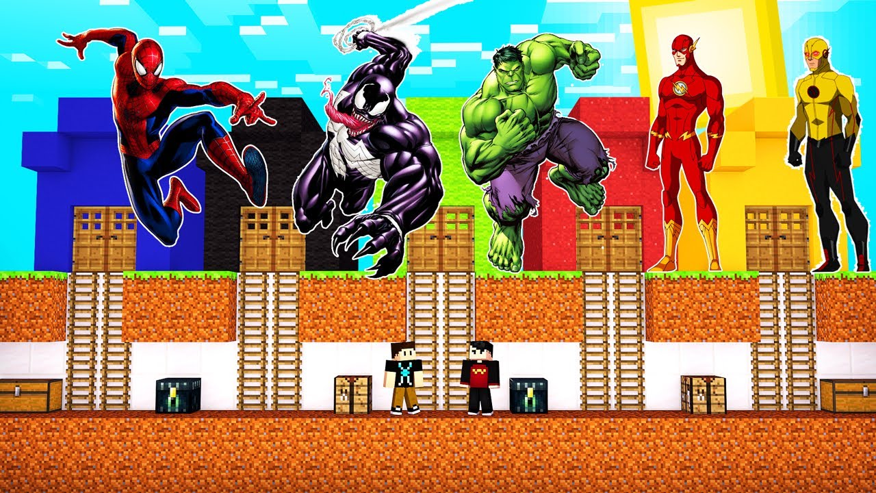 PASSAGEM SECRETA ENTRE CASA DO HOMEM ARANHA vs VENOM vs HULK vs FLASH ...