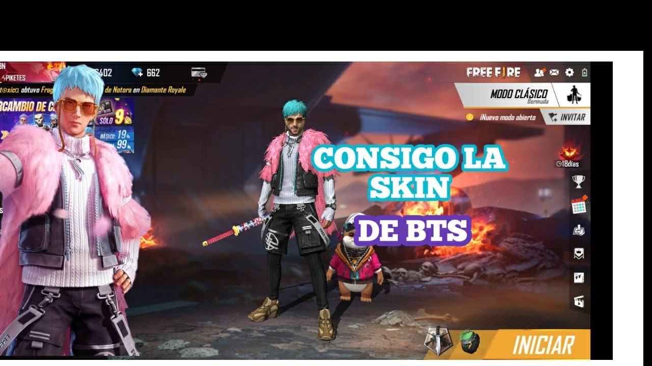 Consiguo la SKIN DE BTS EN FREE FIRE - YouTube