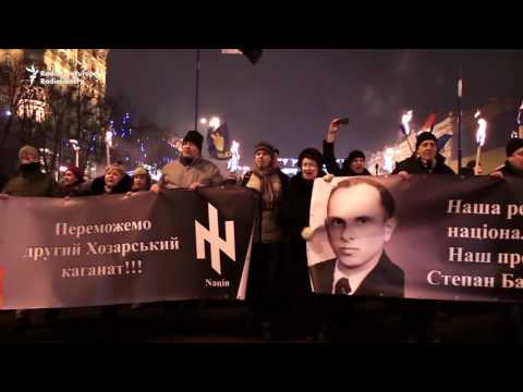 Nationalists and Far-Right Groups Mark Birth of Ukrainian WWII Nationalist Leader