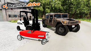 BeamNG.drive MP  DRIVING UP CRAZY OBSTACLE COURSE SECRET CAR CHALLENGE!