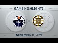 NHL Highlights | Oilers vs. Bruins - Nov 11, 2021