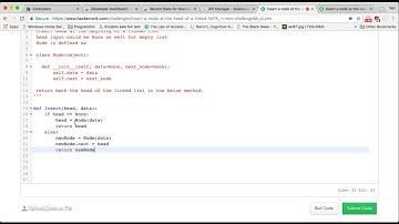 HackerRank | Insert a node at the head of a linked list