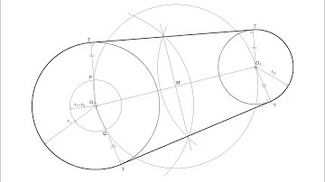 How to draw the external tangents to two unequal circles