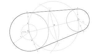 How to draw the external tangents to two unequal circles