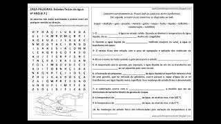 CAÇA-PALAVRAS: Estados físicos da água (6º ano EF)