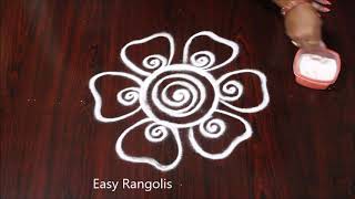 very easy freehand flower muggulu designs for beginners / new muggulu