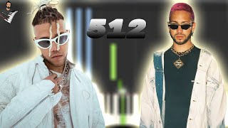 Mora x Jhay Cortez - 512  | Instrumental Piano Tutorial / Partitura / Karaoke / MIDI