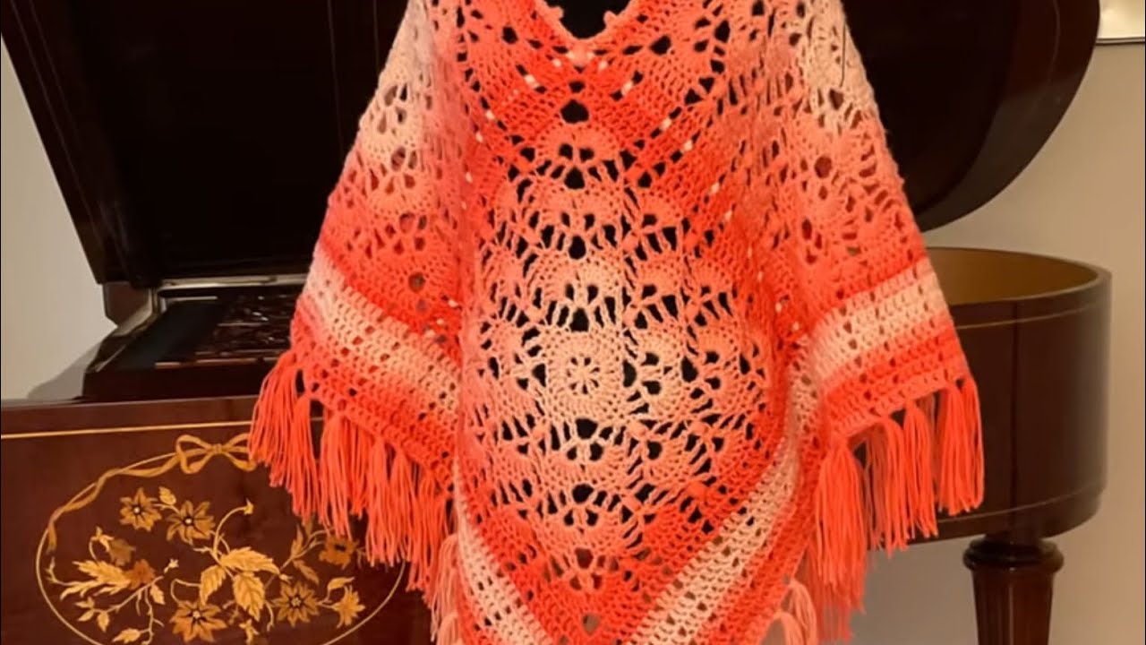 Stunning Classic Poncho, crochet 4 squares 🎇🎇 part 2 - YouTube