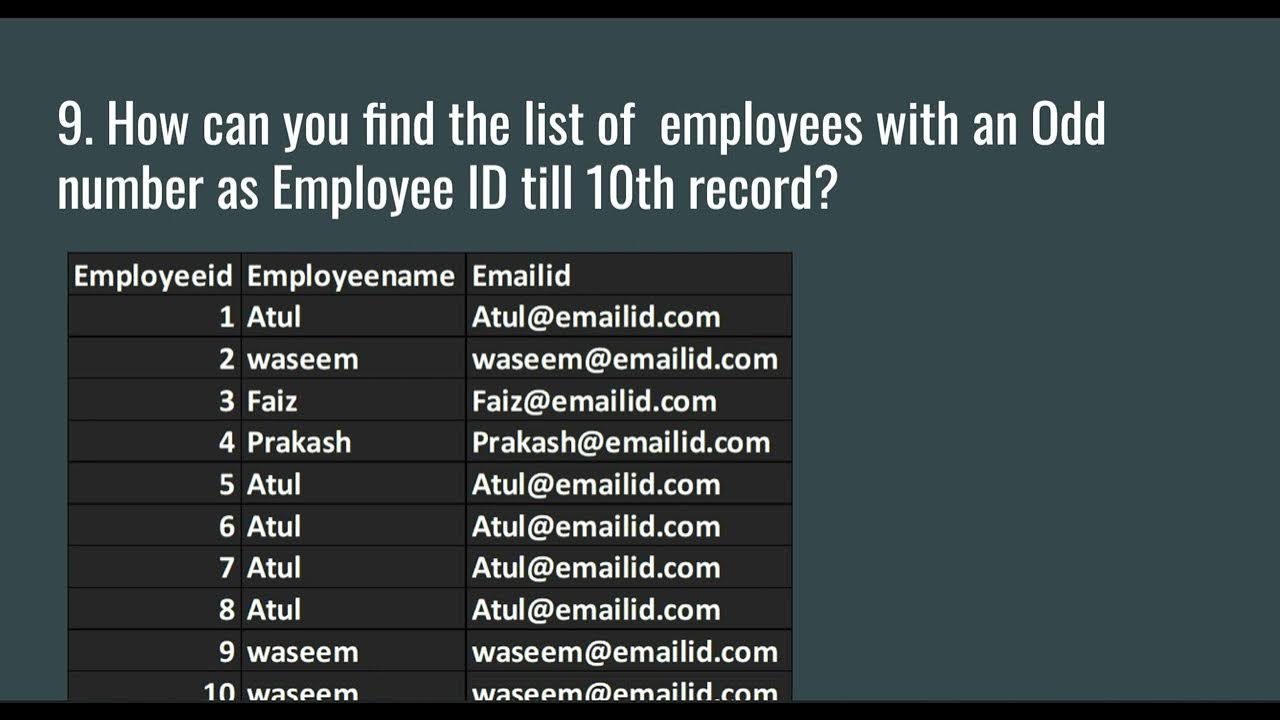 How can you find the list of employees with an Odd number as Employee ...