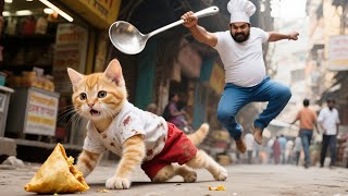 प्यारे बिल्ली के बच्चे ने मामा बिल्ली के लिए समोसा चुराया – दर्दनाक अंत | बिल्ली वीडियो