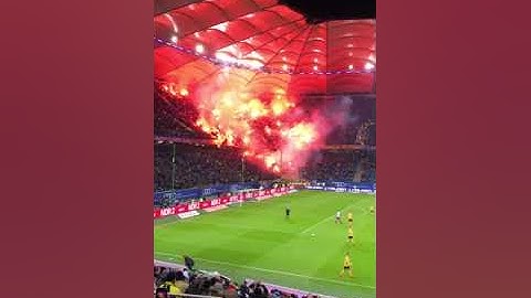 German soccer fans light up massive section of seats with flares