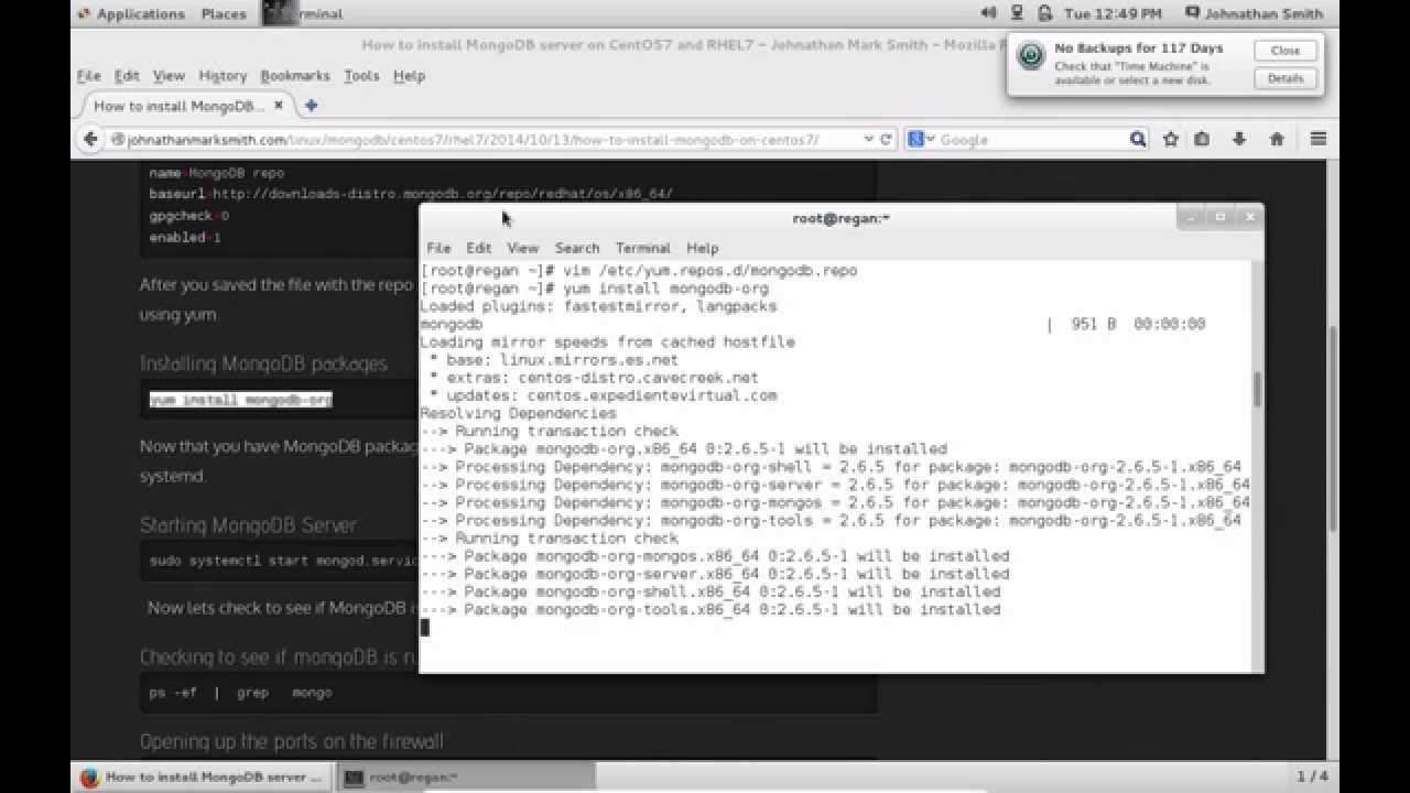 How to install MongoDB on CentOS7 by Johnathan Mark Smith - YouTube