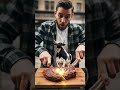 ASMR a Man cuts a cooked ribeye Steak  But then a large Cow magically appears