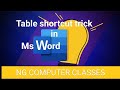 Ms word me shortcut tarike se table bana | create table without mouse |  keyboard shortcuts table