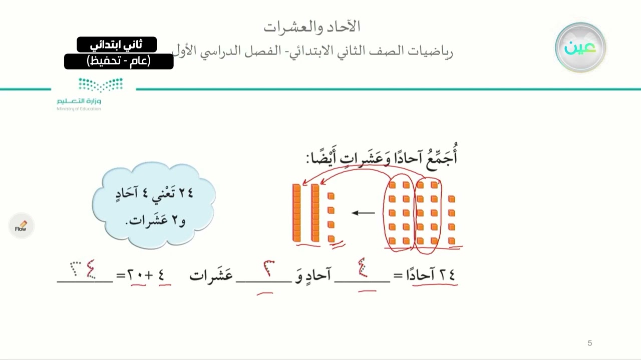 (1-1) الآحاد والعشرات - الرياضيات - ثاني ابتدائي