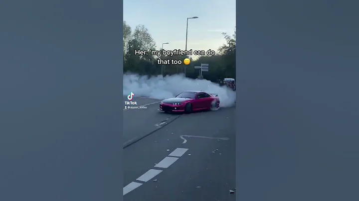 Nissan Silvia s15 drift vs Nissan GT-R! Leaving car show.