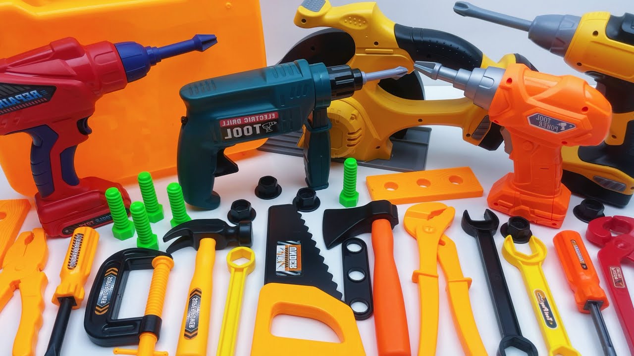 26 minutes Unboxing a collection of power tools: electric drills, wrenches, hammers, axes, ASMR 