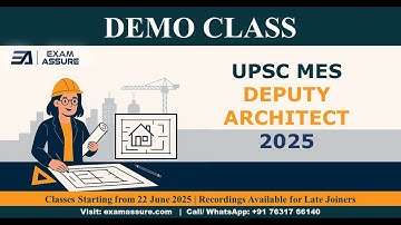 Demo Class: UPSC MES Deputy Architect 2025 | History of Architecture | Exam Assure Classes