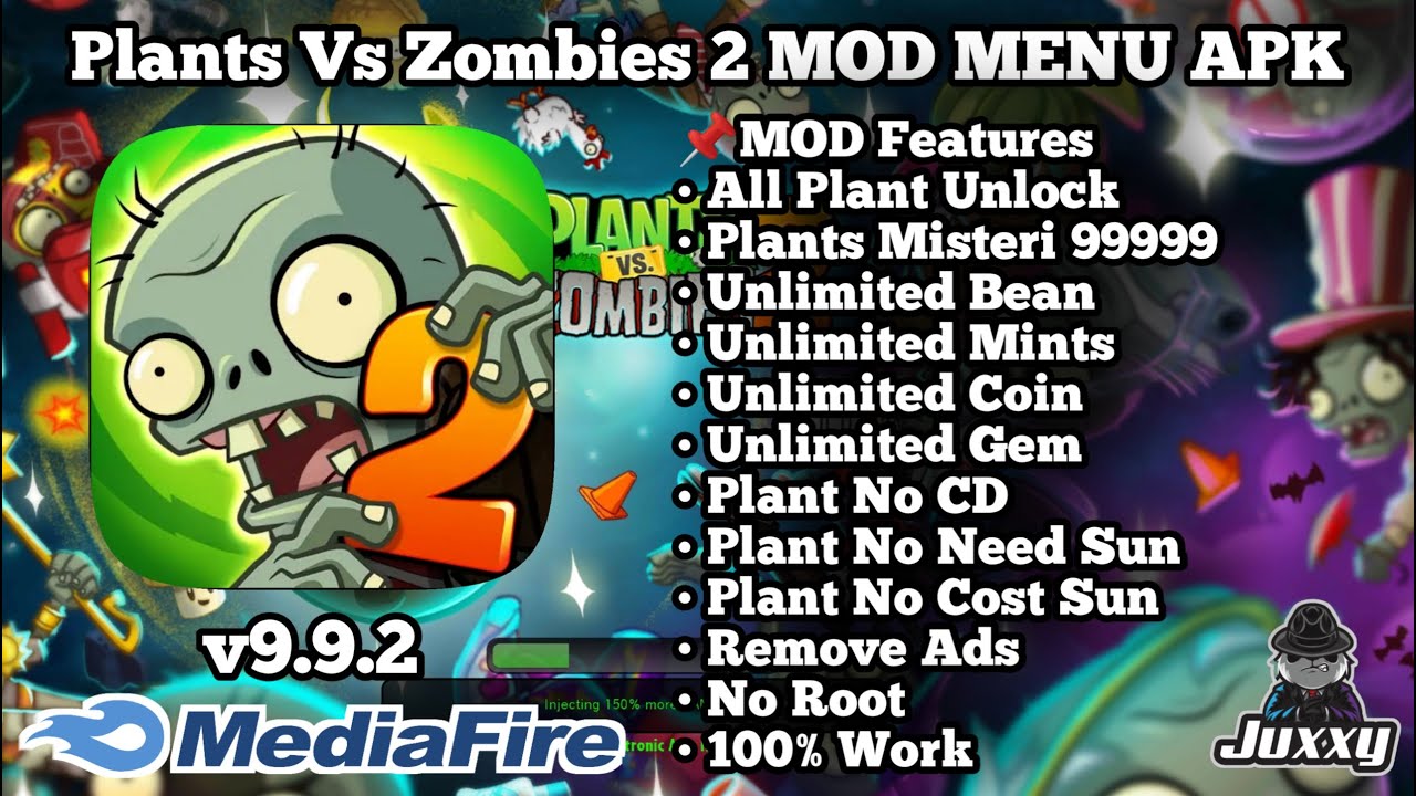 NEW PLANT VS ZOMBIE V2.9.07 MOD MENU APK FULL FEATURE / NO ROOT