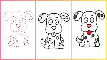 How to draw a Dalmatian puppy dog | Easy Step by step drawing for kids | Little Champs Art