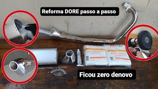 Reforma completa escape DORE, troca da lã, remoção de arranhões e polimento da curva. Passo a passo