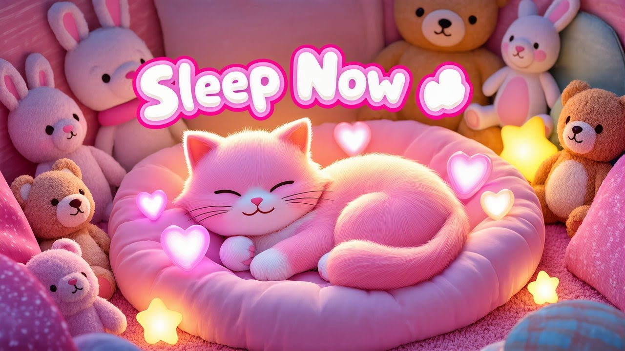 🐱 ASMR Pink Cat Purring for Sleep – Rain Sounds & Birds | 1 Hour Best Sleep Sound 💤