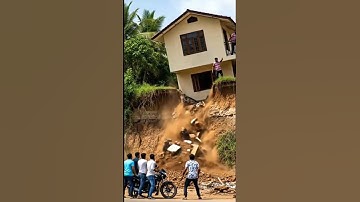 Residential disaster Due To Landslide! #flooddisaster #viral #constructionfail #aishorts #disaster