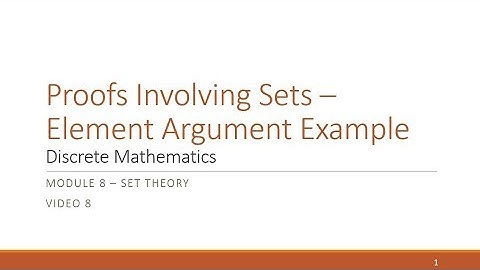 M8 V8 Proofs Involving Sets - Element Argument Example