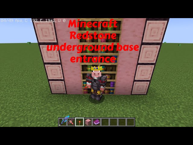 Minecraft Redstone underground base entrance class=